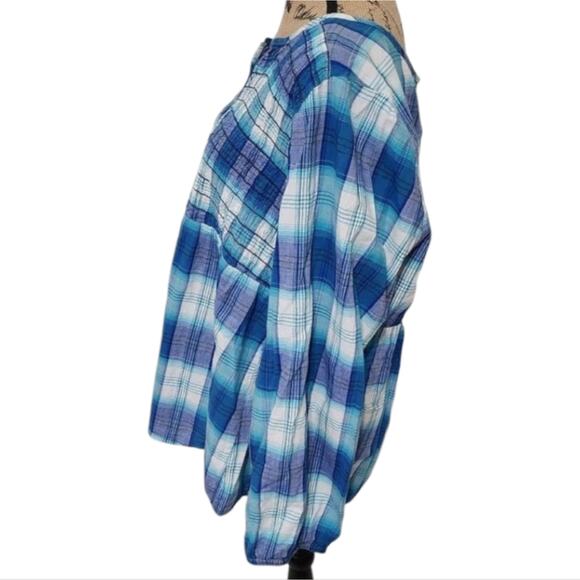 LANE Bryant plaid smocked bodice babydoll peplum top plus size 26/28 4X‎ - Picture 3 of 5